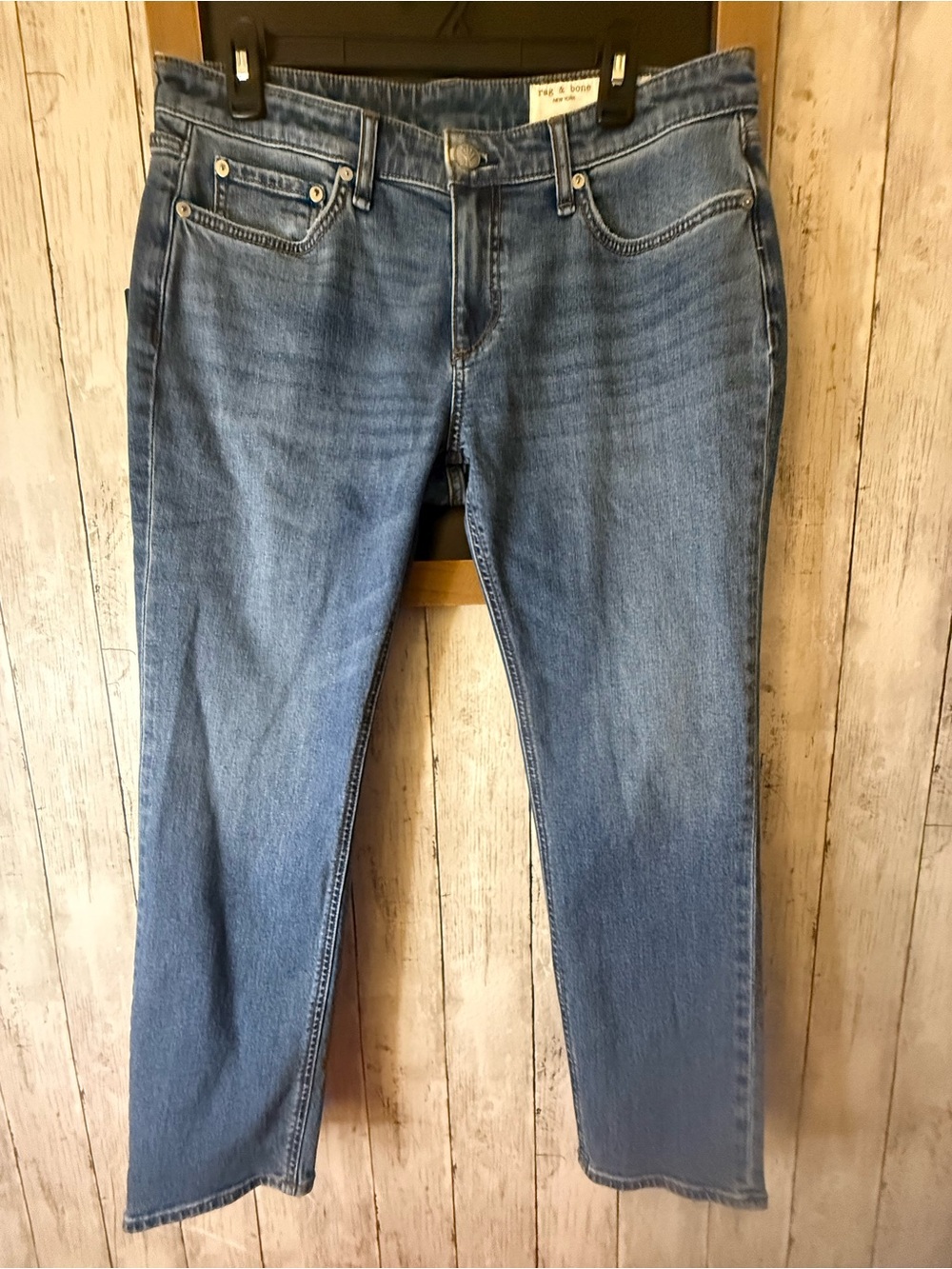 NWT rag & bone The Dre Low-Rise Slim Boyfriend Blue Stretch Denim Sz 27 Jeans